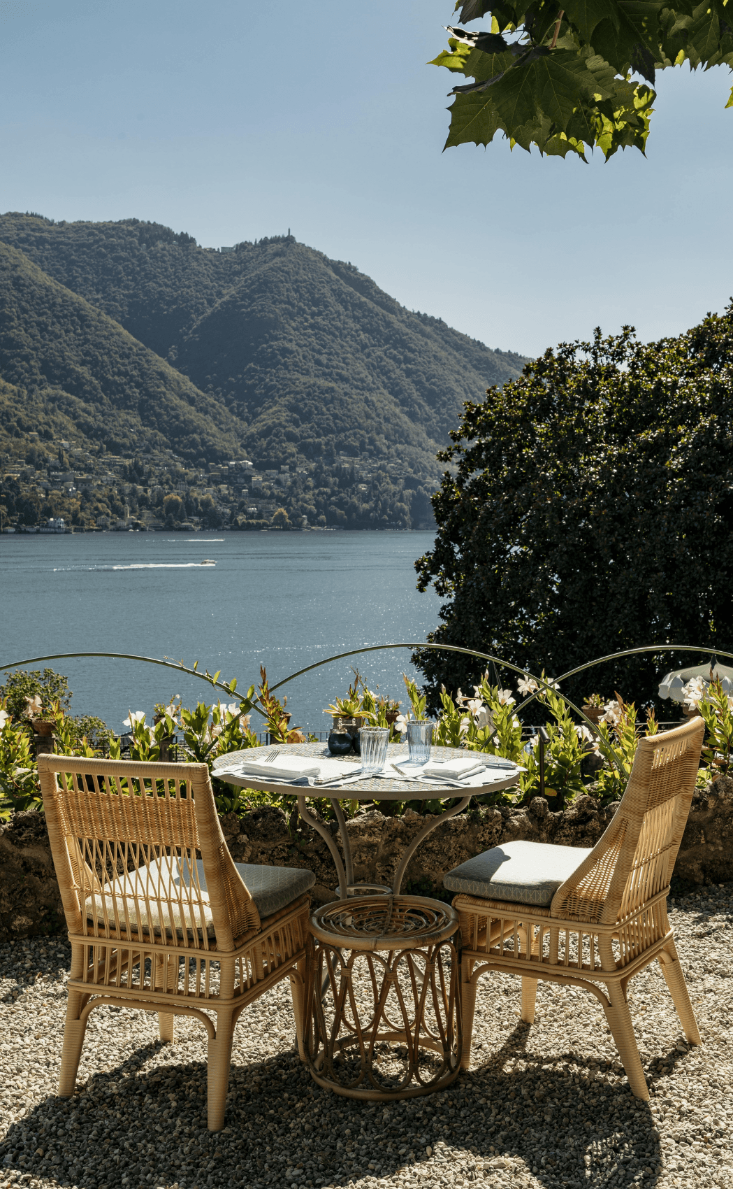 The stunning terrace at Passalacqua